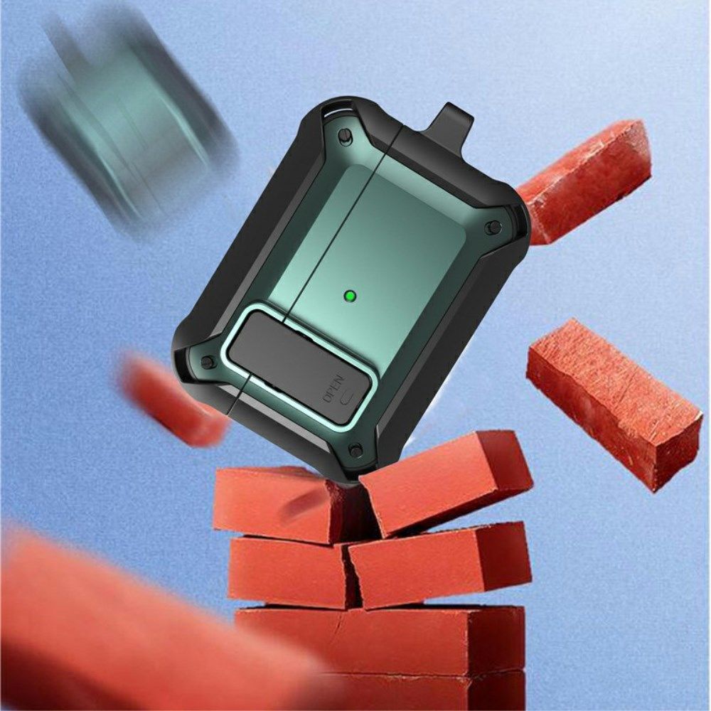 Apple AirPods 3 Hoesje Shockproof Cover met Karabijnhaak Zwart afbeelding 3