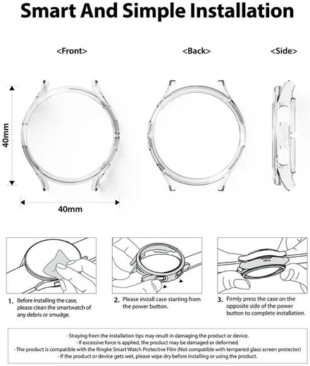 Ringke Slim - Samsung Galaxy Watch 4 40MM Hoesje (2P) - Transparant Clear afbeelding 11