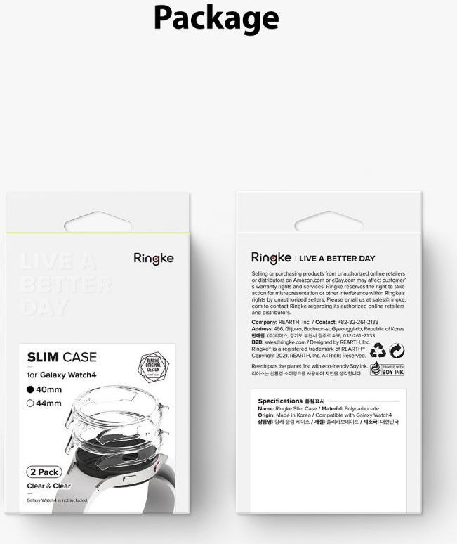 Ringke Slim - Samsung Galaxy Watch 4 40MM Hoesje (2P) - Transparant Zwart afbeelding 12