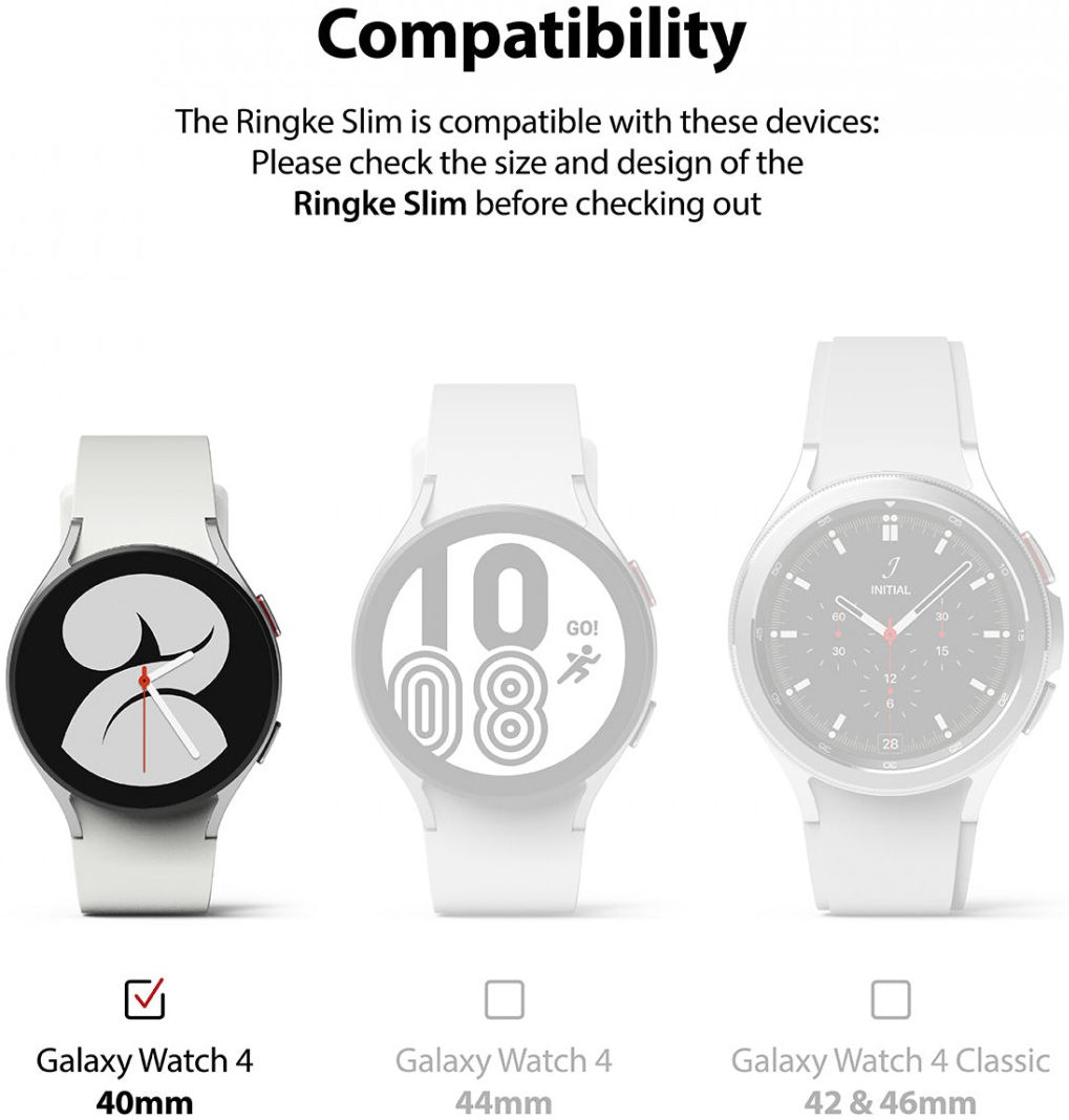 Ringke Slim - Samsung Galaxy Watch 4 40MM Hoesje (2P) - Transparant Zwart afbeelding 9