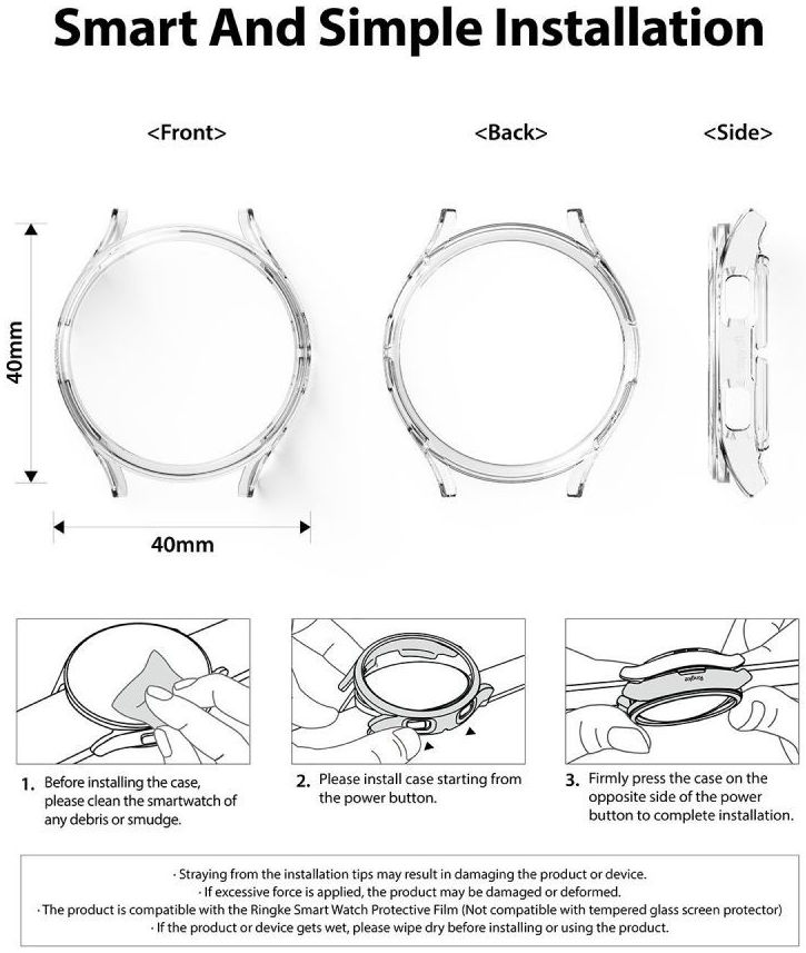 Ringke Slim - Samsung Galaxy Watch 4 40MM Hoesje (2P) - Transparant Zwart afbeelding 11