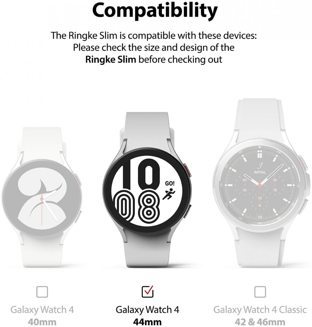 Ringke Slim - Samsung Galaxy Watch 4 44MM Hoesje (2P) - Transparant Zwart afbeelding 9