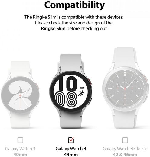 Ringke Slim - Samsung Galaxy Watch 4 44MM Hoesje (2P) - Transparant Zwart afbeelding 9