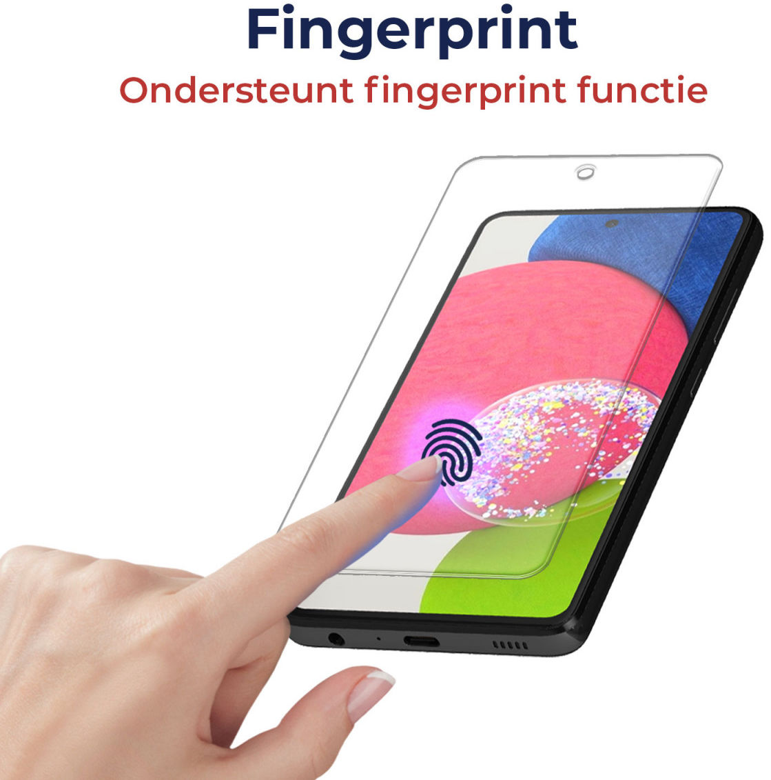Rosso Samsung Galaxy A52S/A52 Glass Fingerprint en Case Friendly afbeelding 2