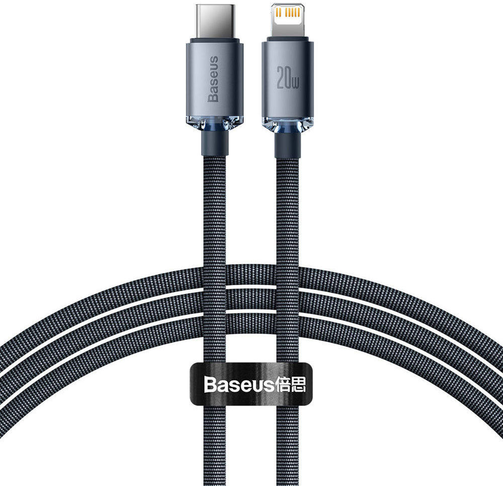 Baseus Crystal Series USB-C naar Apple Lightning Kabel 20W 1.2M Zwart afbeelding 1