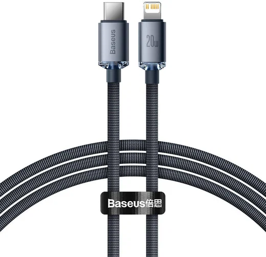 Baseus Crystal Series USB-C naar Apple Lightning Kabel 20W 1.2M Zwart afbeelding 1