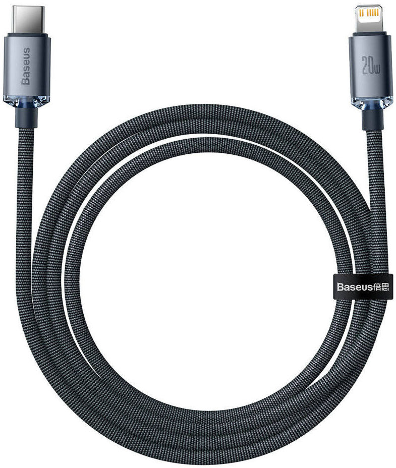 Baseus Crystal Series USB-C naar Apple Lightning Kabel 20W 1.2M Zwart afbeelding 4