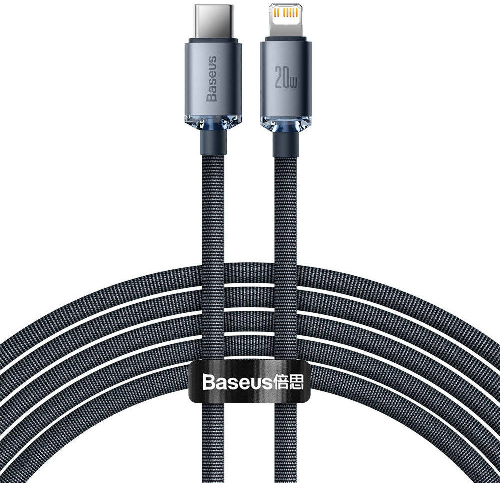 Baseus Crystal Series USB-C naar Apple Lightning Kabel 20W 2M Zwart afbeelding 1
