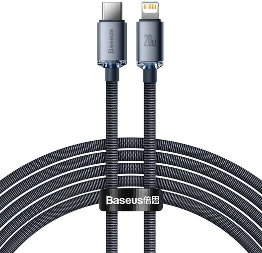 Baseus Crystal Series USB-C naar Apple Lightning Kabel 20W 2M Zwart afbeelding 1