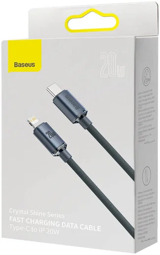 Baseus Crystal Series USB-C naar Apple Lightning Kabel 20W 2M Zwart afbeelding 5