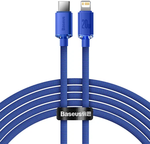 Baseus Crystal Series USB-C naar Apple Lightning Kabel 20W 2M Blauw afbeelding 1