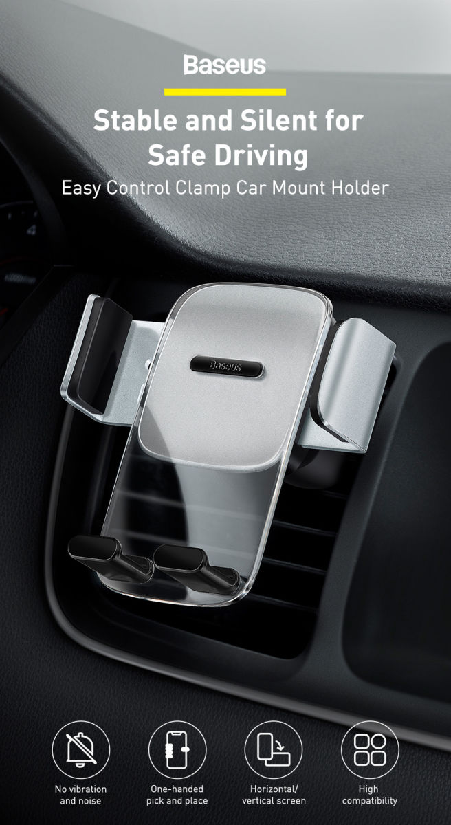 Baseus Easy Control Telefoonhouder Auto voor Ventilatierooster Zwart afbeelding 9