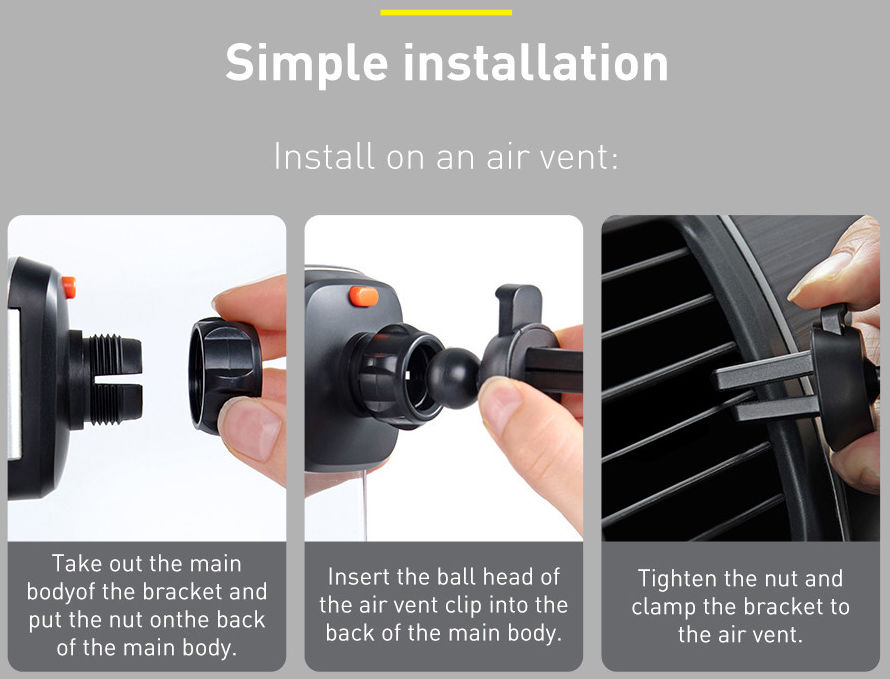 Baseus Easy Control Telefoonhouder Auto voor Ventilatierooster Zwart afbeelding 12