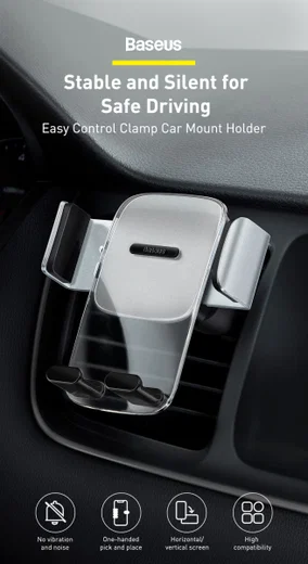 Baseus Easy Control Telefoonhouder Auto voor Ventilatierooster Zilver afbeelding 9