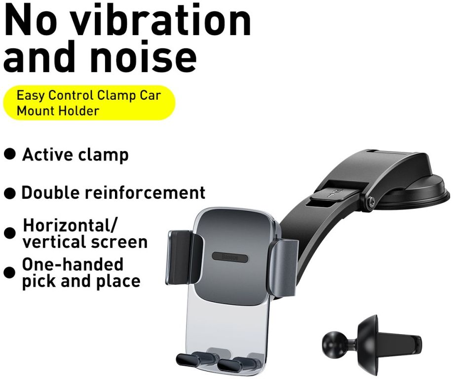 Baseus Telefoonhouder Auto Dashboard/Ventilatierooster Zwart afbeelding 5
