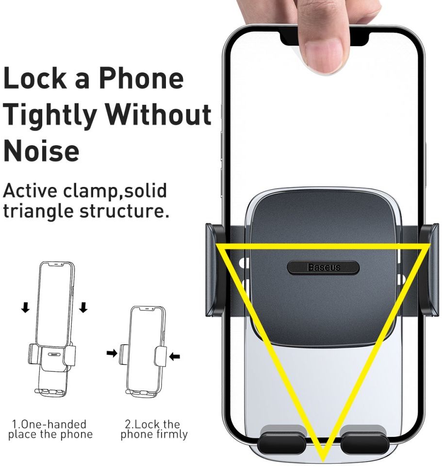 Baseus Telefoonhouder Auto Dashboard/Ventilatierooster Zwart afbeelding 6