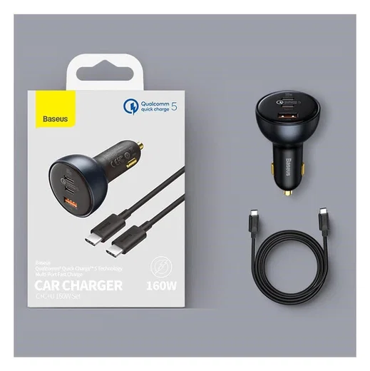 Baseus USB-A / USB-C Autolader 160W + USB-C naar USB-C 100W 1M Kabel afbeelding 6