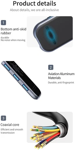 Baseus USB 3.0 / USB-C PD / HDMI 4K / RJ45 LAN Hub 60W Laptop/MacBook afbeelding 13