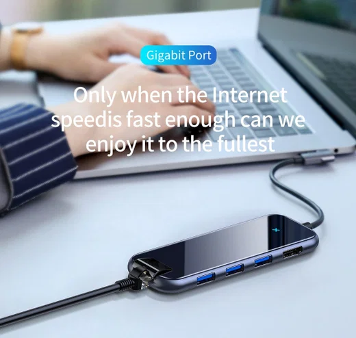 Baseus USB 3.0 / USB-C PD / HDMI 4K / RJ45 LAN Hub 60W Laptop/MacBook afbeelding 12