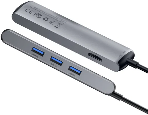 Baseus USB 3.0 / USB-C PD 87W / HDMI 4K / RJ45 LAN Laptop/Macbook Hub afbeelding 4
