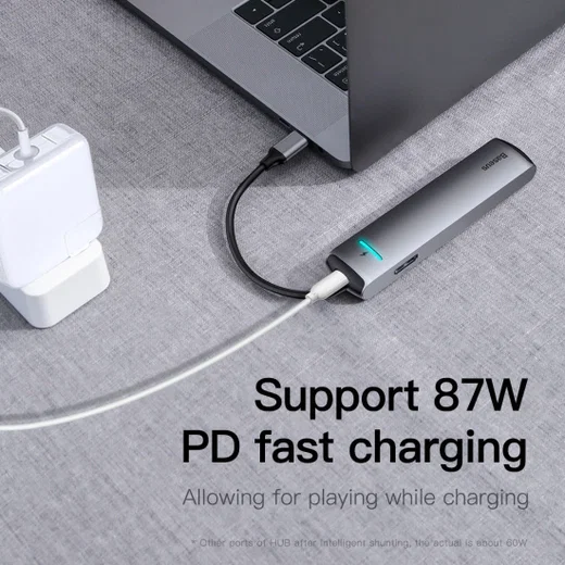 Baseus USB 3.0 / USB-C PD 87W / HDMI 4K / RJ45 LAN Laptop/Macbook Hub afbeelding 7