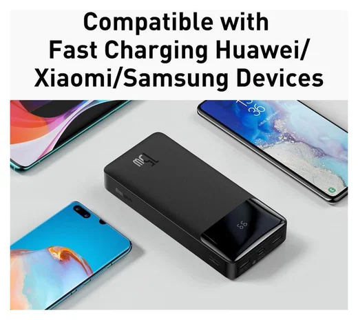 Baseus Bipow 20.000 mAh USB-C Powerbank Reisformaat Met Display Zwart afbeelding 7