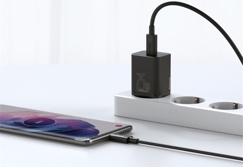 Baseus Super-Si Snellader Quick Charge 25W + USB-C Kabel 1M Zwart afbeelding 6