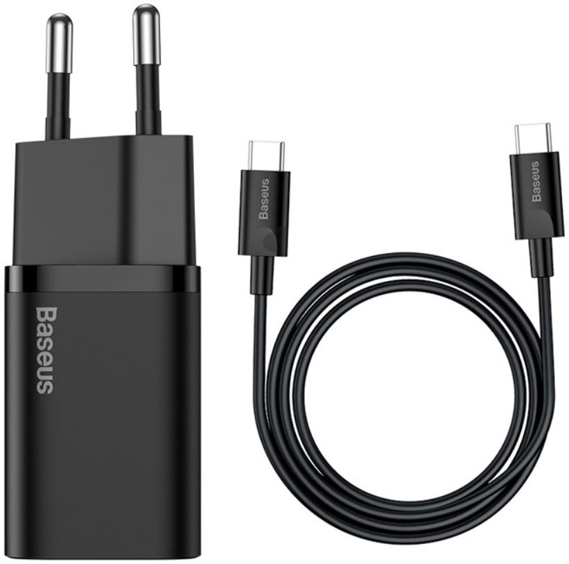 Baseus Super-Si Snellader Quick Charge 25W + USB-C Kabel 1M Zwart afbeelding 1