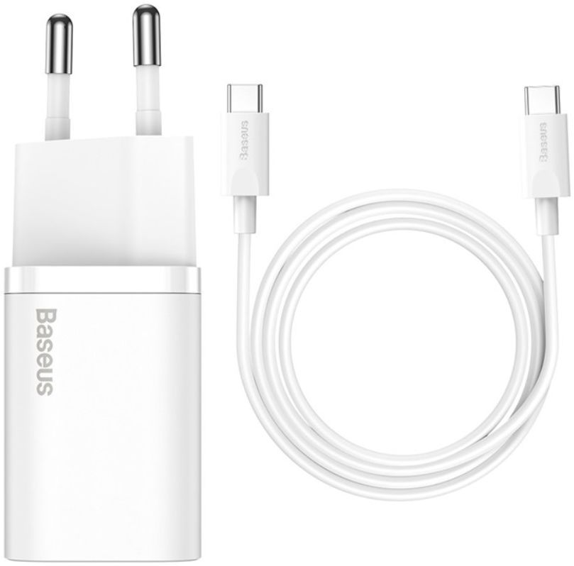 Baseus Super-Si Snellader Quick Charge 25W + USB-C Kabel 1M Wit afbeelding 1