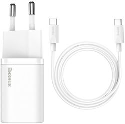 Baseus Super-Si Snellader Quick Charge 25W + USB-C Kabel 1M Wit afbeelding