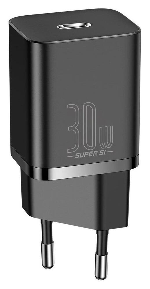 Baseus Super-Si Quick Charger USB-C Snellader 30W Power Delivery Zwart afbeelding 1