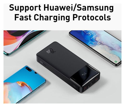 Baseus Bipow 20.000 mAh Powerbank Fast Charge PD met Display Zwart afbeelding 7