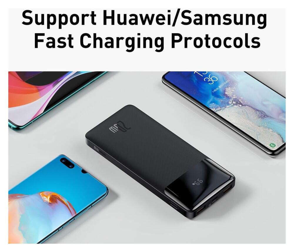 Baseus Bipow 10.000 mAh Powerbank Compact met PD Fast Charge Zwart 20W afbeelding 8