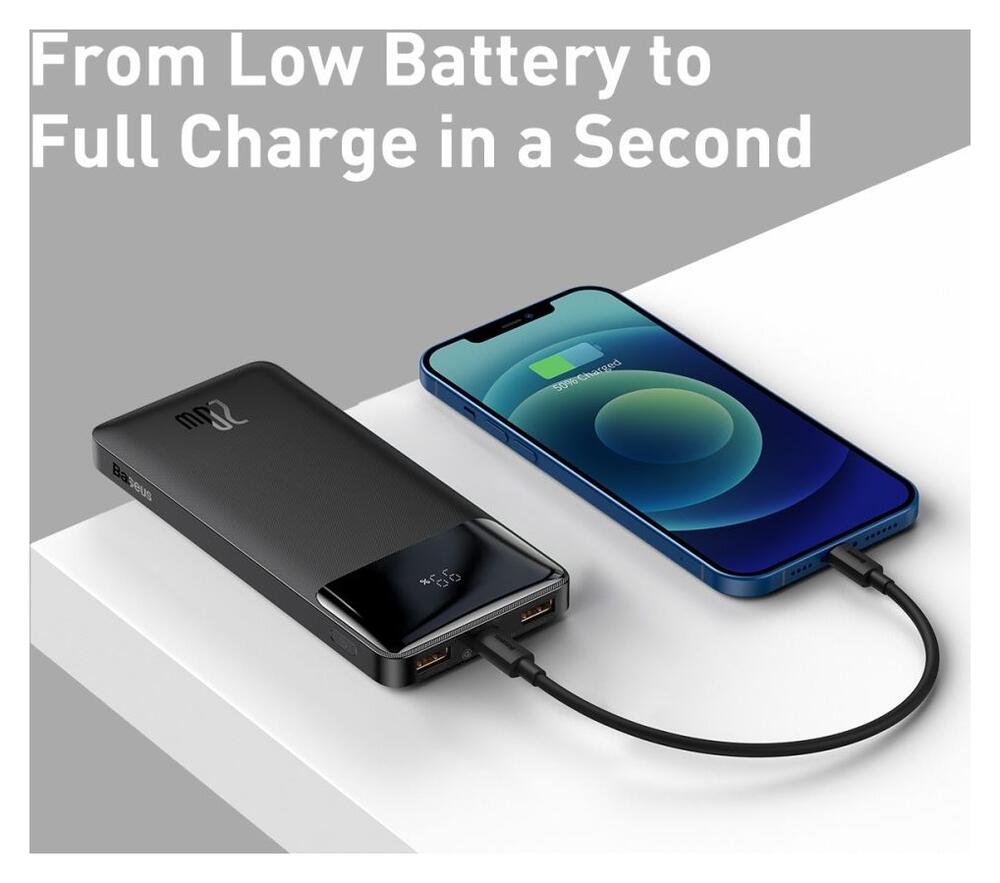 Baseus Bipow 10.000 mAh Powerbank Compact met PD Fast Charge Zwart 20W afbeelding 7