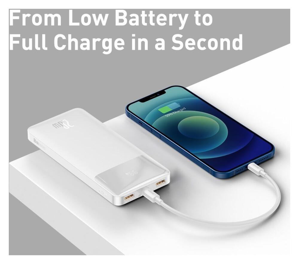 Baseus Bipow 10.000 mAh Powerbank Compact Met PD Fast Charge Wit 20W afbeelding 7