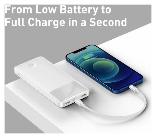 Baseus Bipow 10.000 mAh Powerbank Compact Met PD Fast Charge Wit 20W afbeelding 7