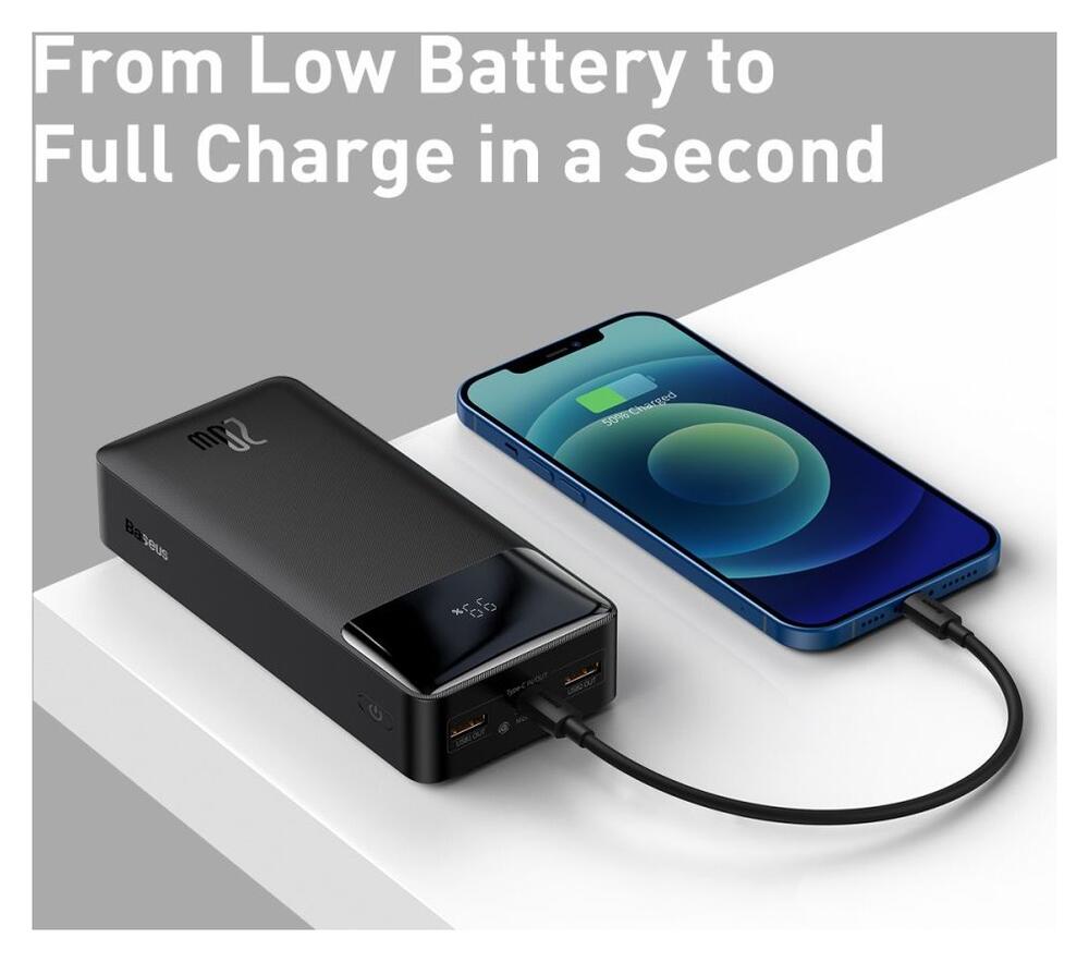 Baseus Bipow 30.000 mAh Powerbank Hoge Capaciteit Snel Laden Zwart 20W afbeelding 7