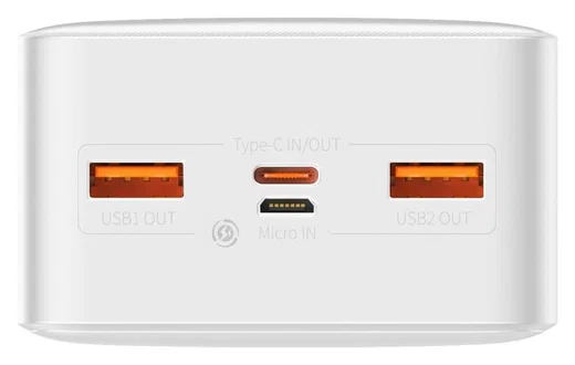 Baseus Bipow 30.000 mAh Powerbank Hoge Capaciteit Snel Laden Wit 20W afbeelding 4