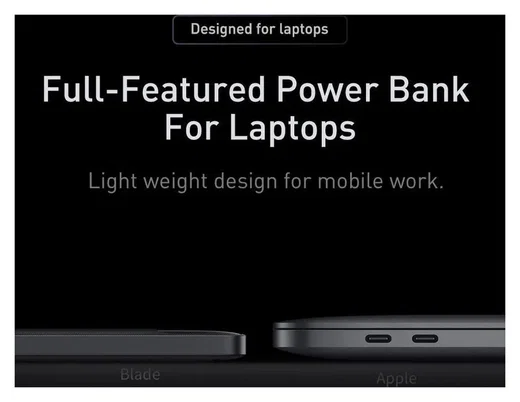 Baseus Blade 20.000 mAh Laptop/MacBook Powerbank 100W Zwart afbeelding 11