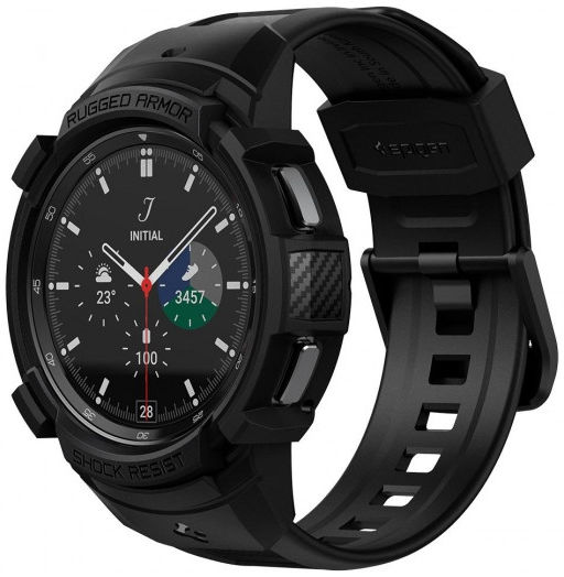 Spigen Rugged Armor Pro Samsung Galaxy Watch 4 46MM Case Bandje Zwart afbeelding 1