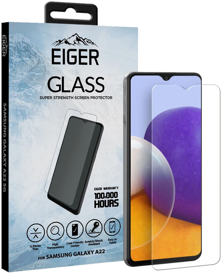 Eiger Samsung Galaxy A22 4G Tempered Glass Case Friendly Plat afbeelding 1