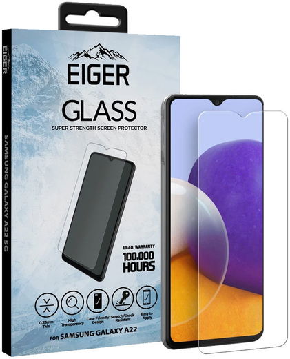 Eiger Samsung Galaxy A22 4G Tempered Glass Case Friendly Plat afbeelding 1