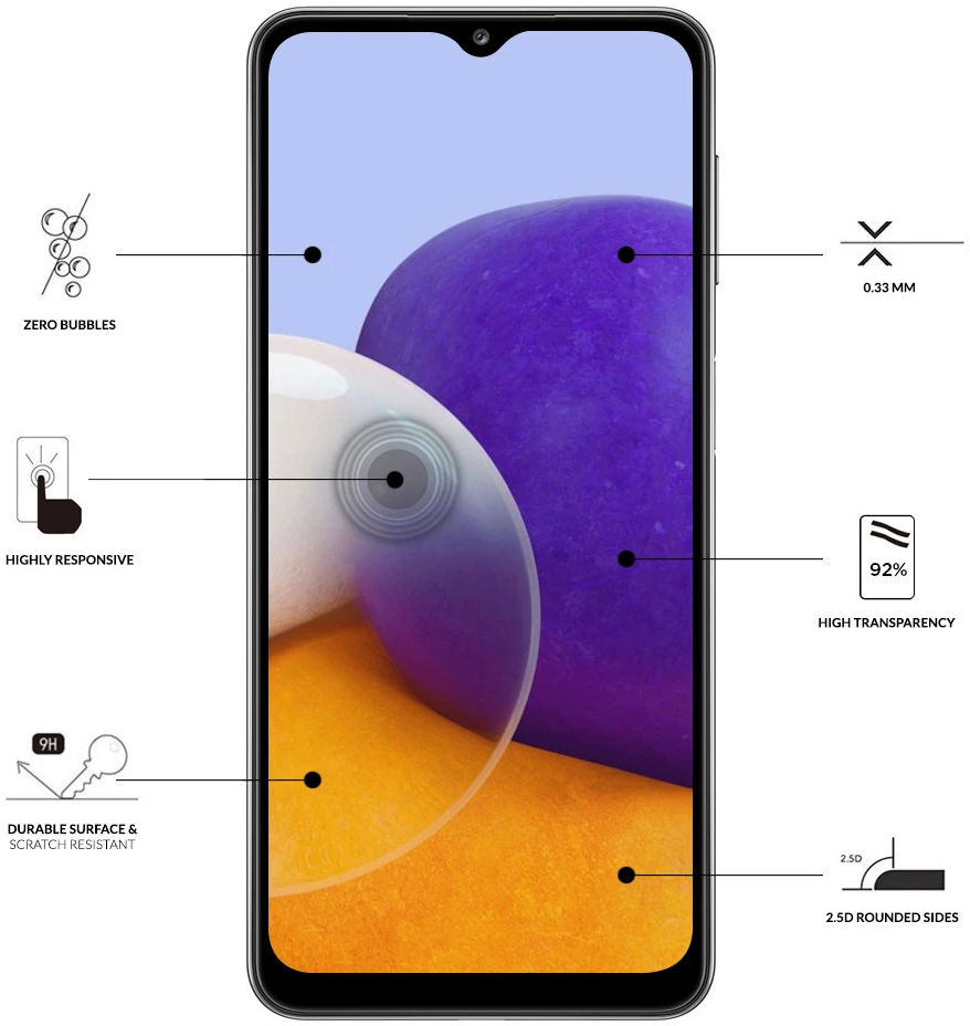 Eiger Samsung Galaxy A22 4G Tempered Glass Case Friendly Plat afbeelding 3