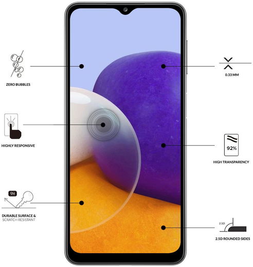 Eiger Samsung Galaxy A22 4G Tempered Glass Case Friendly Plat afbeelding 3