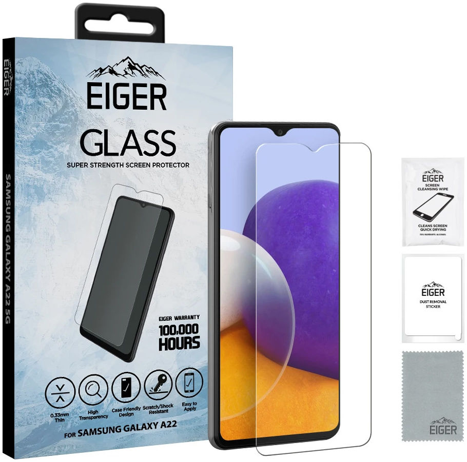 Eiger Samsung Galaxy A22 4G Tempered Glass Case Friendly Plat afbeelding 4