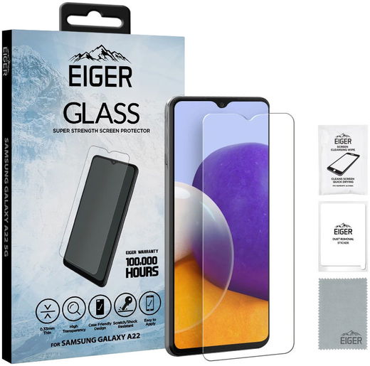 Eiger Samsung Galaxy A22 4G Tempered Glass Case Friendly Plat afbeelding 4