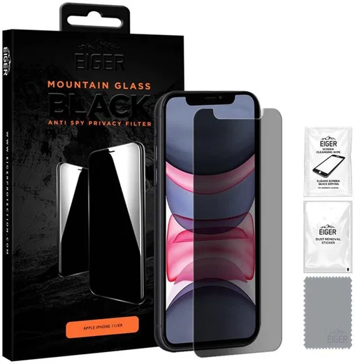 Eiger Apple iPhone 11/XR Privacy Glass Case Friendly Screen Protector afbeelding 1