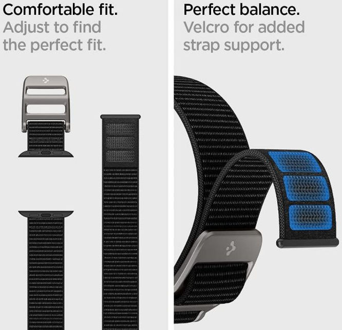Spigen DuraPro Flex - Apple Watch Band 1-9/SE/Ultra 49MM/45MM/44MM/42MM - Zwart afbeelding 6