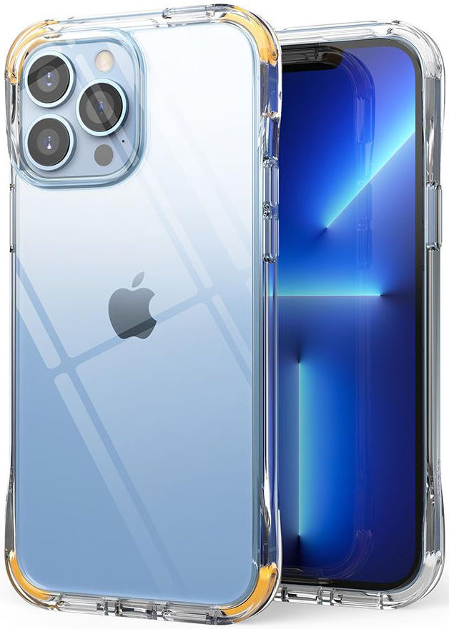 Ringke Fusion+ iPhone 13 Pro Max Hoesje Transparant + Bumper Geel/Wit afbeelding 1