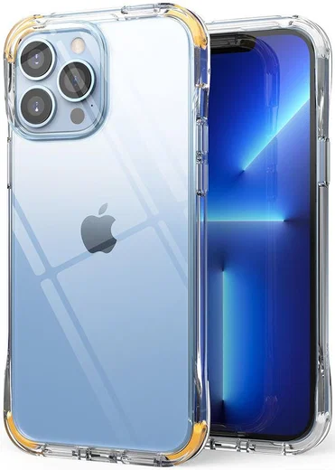Ringke Fusion+ iPhone 13 Pro Max Hoesje Transparant + Bumper Geel/Wit afbeelding 1